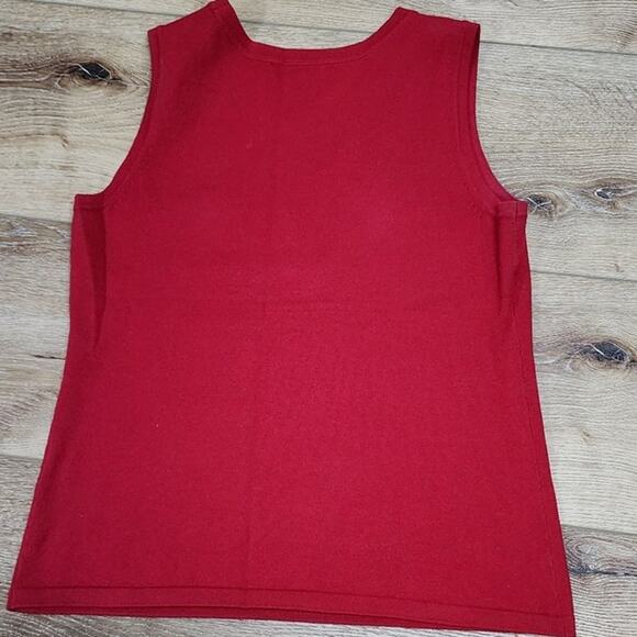 Christopher & Banks Womens Knit Sleeveless tank top red Cotton Blend Size Small - Picture 4 of 11